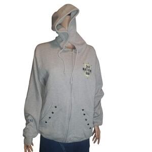 Dave Matthews Band Hoodie Mens Large Gray Full Zip Fleece Jacket Graphic FLAW